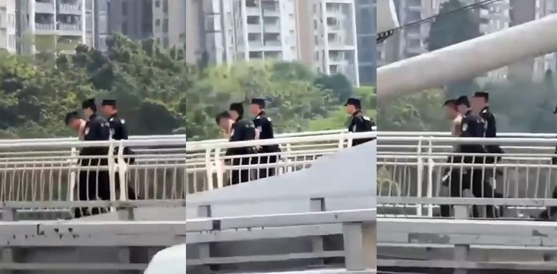 广州一赤裸上身的男子 早高峰爬上猎德大桥轻生 引发大堵车 封路长达22公里 现场视频流出！-51吃瓜网