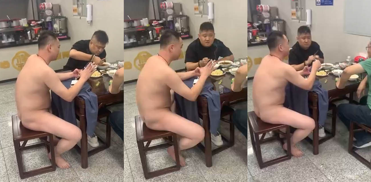 男子餐厅挑战全裸吃饭 每一个动作都在释放原始的野性 霸气炸裂！这是谁的部将啊 可太勇猛了！ - 51吃瓜网-51吃瓜网