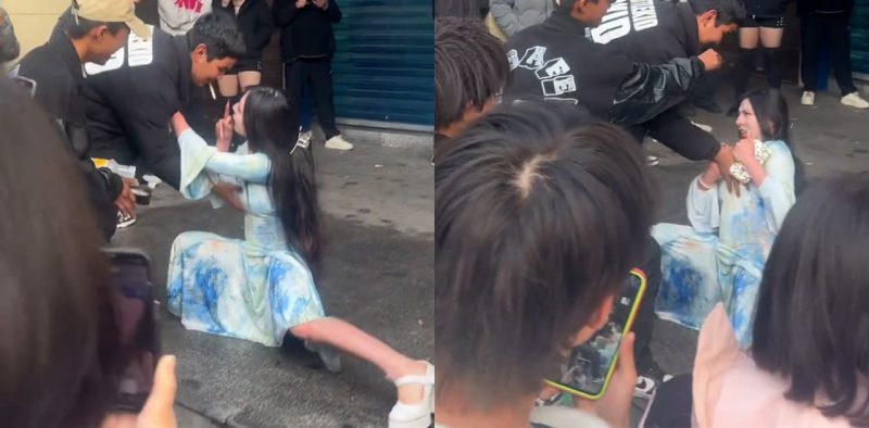 长沙解放西路 嫩妹网红邀请路人拍段子 谁知哥们儿上来对着大奶一顿抓！-51吃瓜网