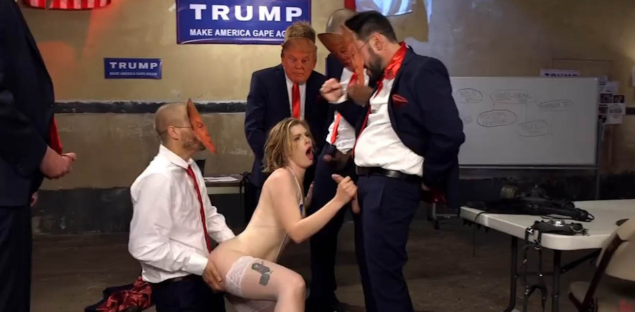 特朗普之影分身之术大战民主党白左女 绝美白丝熟女惨遭多人轮奸！不得不说老外玩的也太猎奇了！ - 51吃瓜网-51吃瓜网